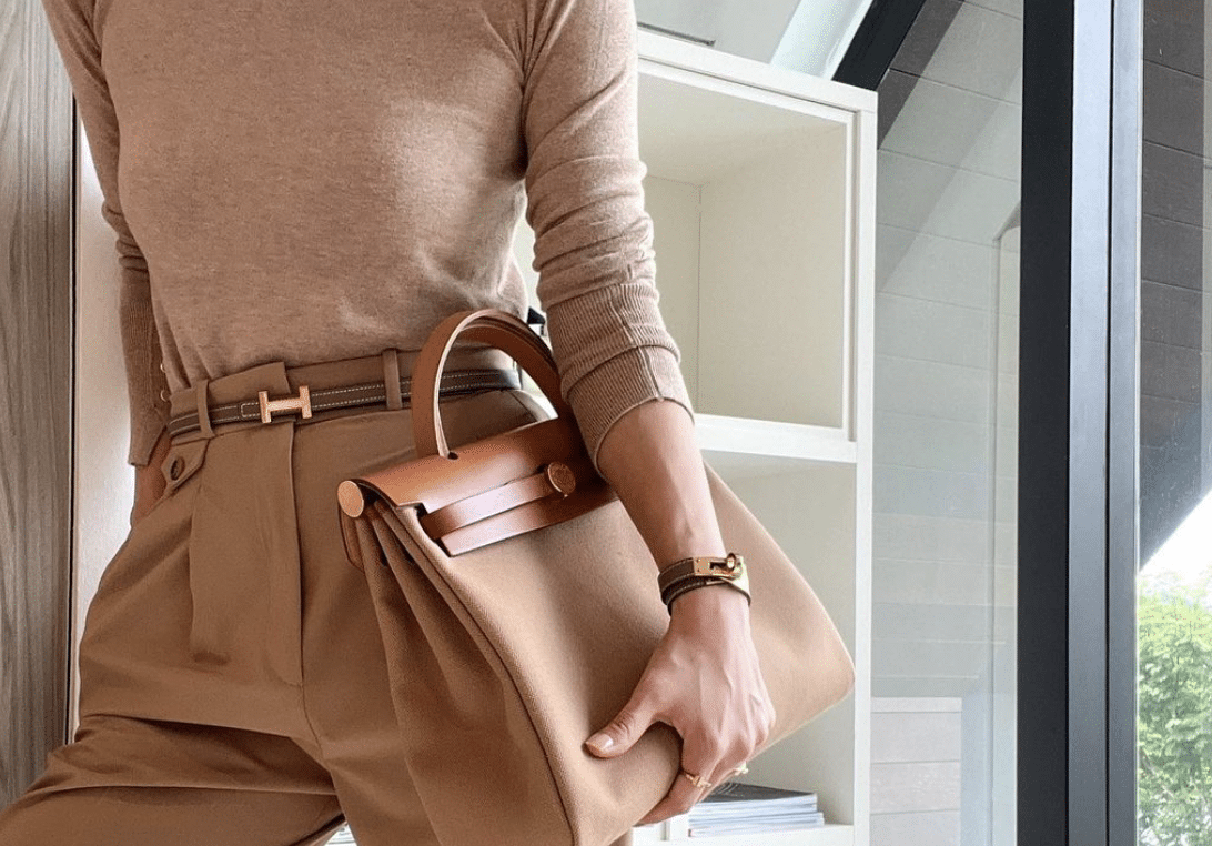 hermes herbag caramel tan brown leather