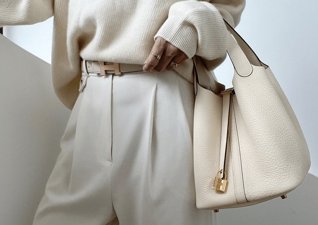 Hermes Picotin white beige gold hardware