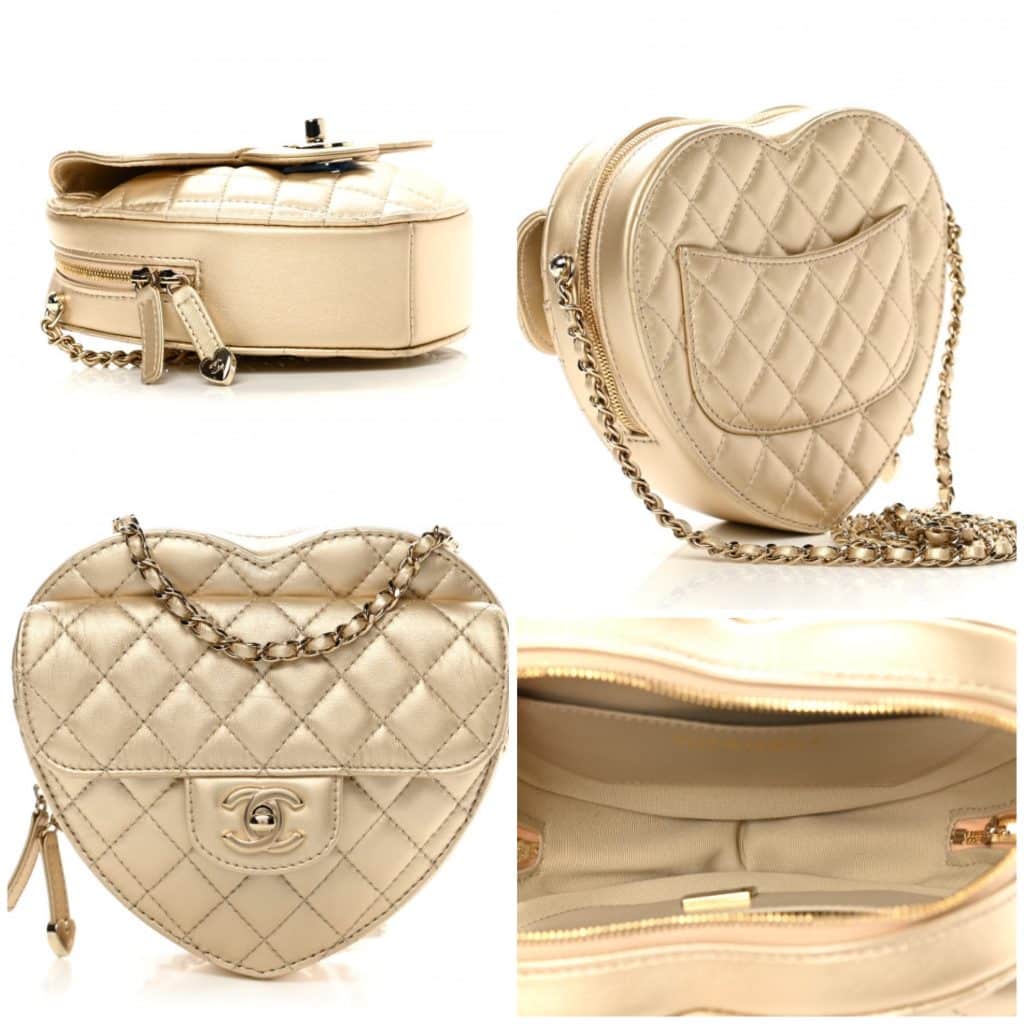 chanel heart bag love heart gold