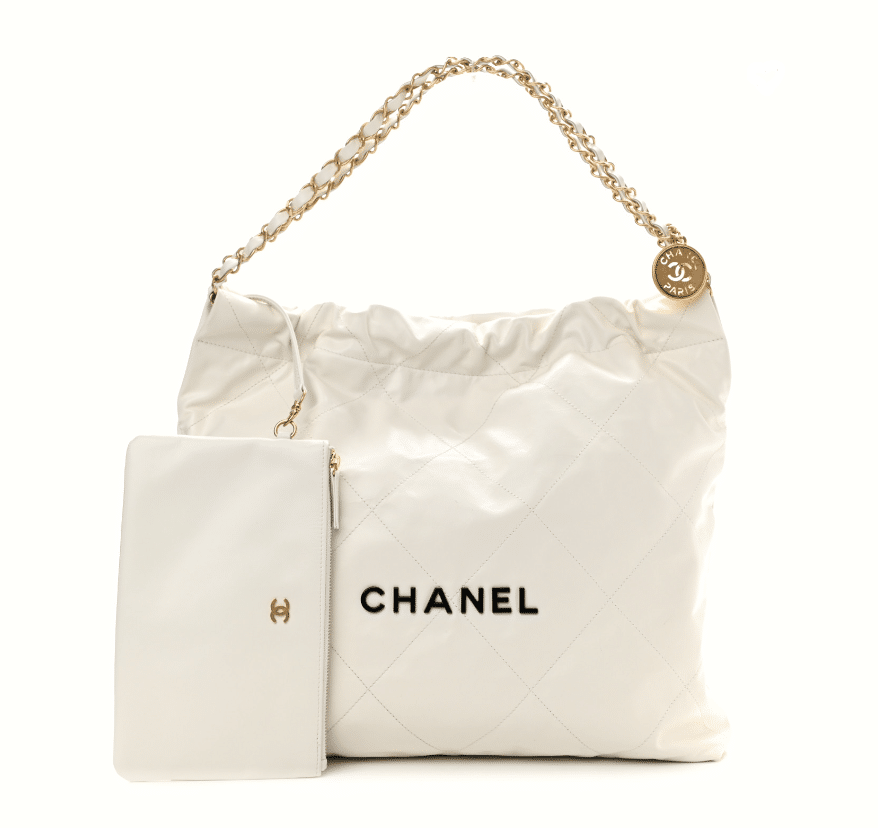 chanel 22 bag in white leather