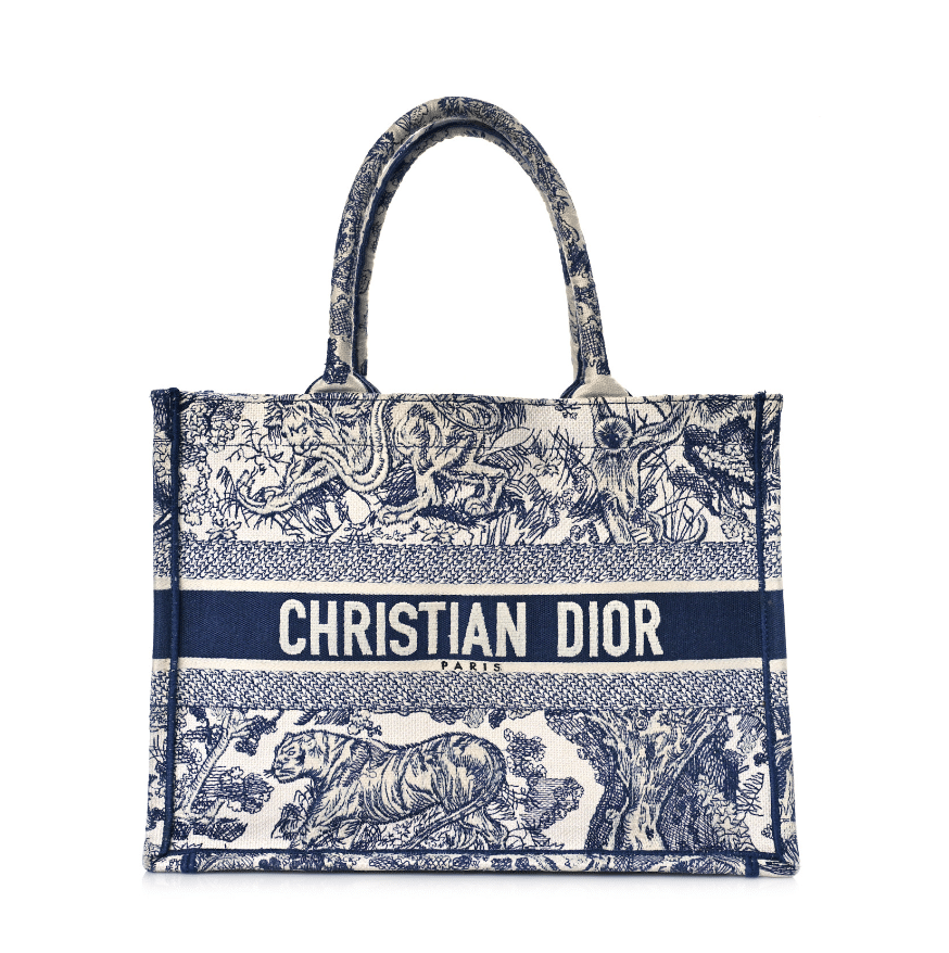 dior book tote Canvas Embroidered Medium Dioriviera Toile De Jouy Book Tote Blue