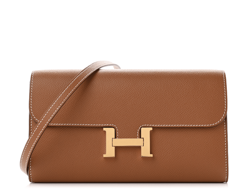 Hermes Constance To Go in gold in tan in brown gold hardware