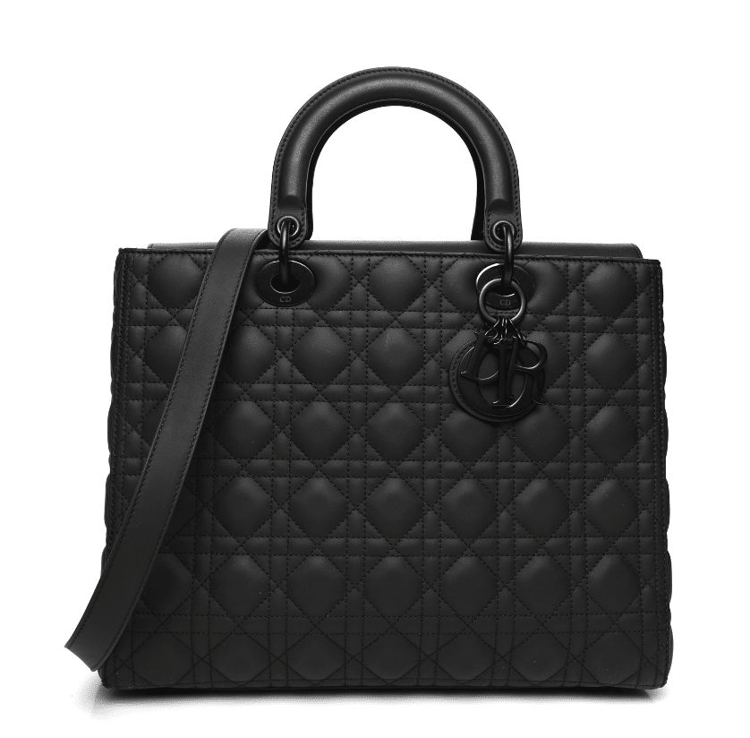Large lady dior bag black on black so black
