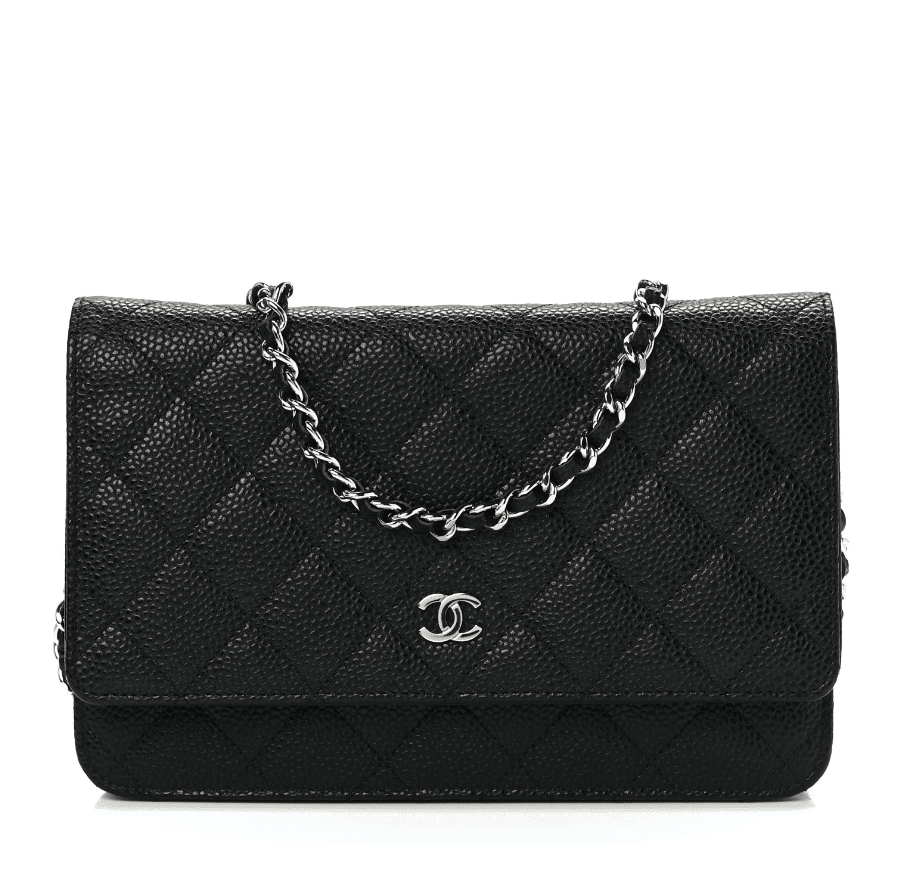 chanel wallet on chain black caviar