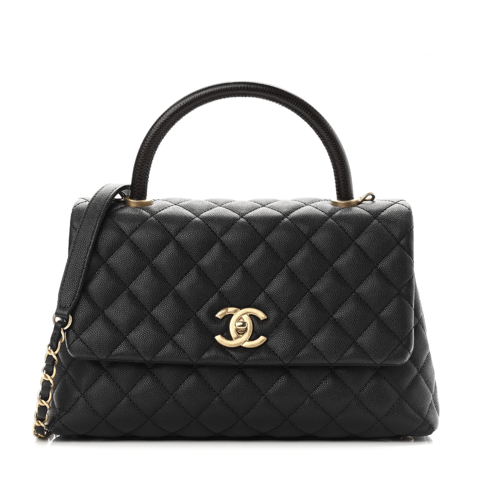 chanel smal coco handle black with gold hardware