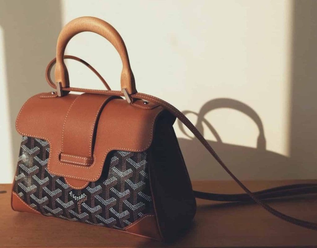 goyard saigon mini bag with strap tan and black