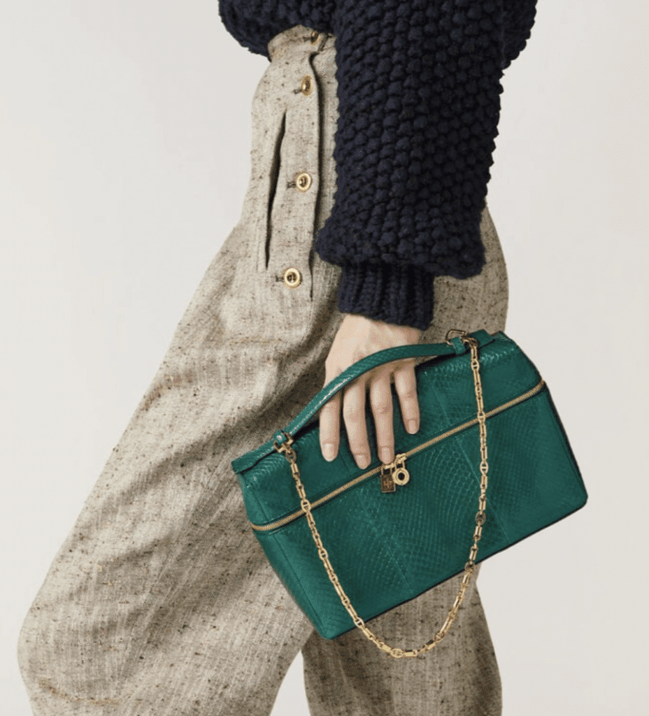 The Loro Piana Bag People are Losing Their Minds Over 2 Extra Pocket Pouch L 27Ayers snakeskinMade in Italy in large in green loro piana bag