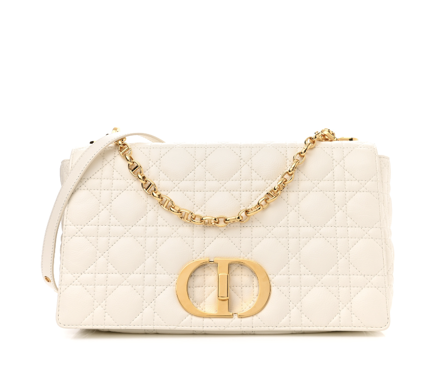 dior caro bag white and gold hardware